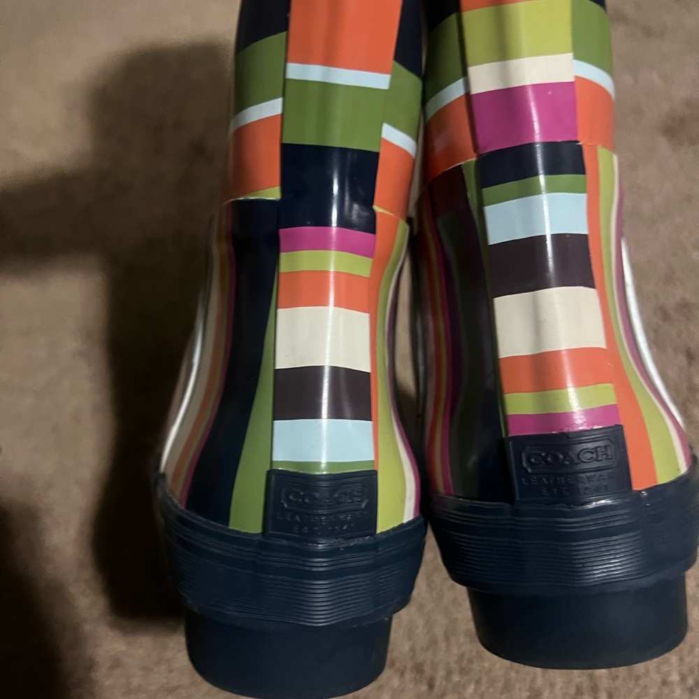 Coach Multicolor Striped Rain Boots - Picture 3 of 6